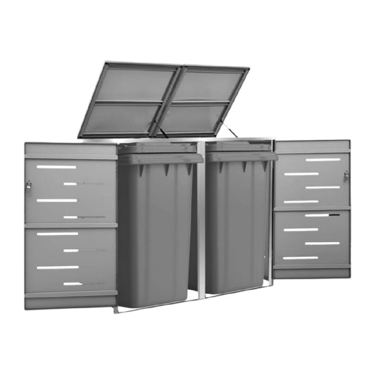 Garden Waste Bin Storage Unit for Outdoor Use in Steel - 70 x 40 x 120